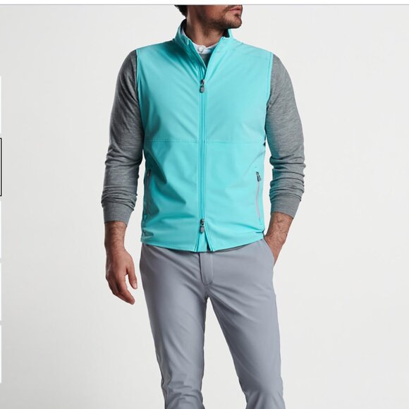 Peter Millar Men's Turquoise Flex Adapt Full Zip Golf Vest Turquoise M NWT - Picture 1 of 5